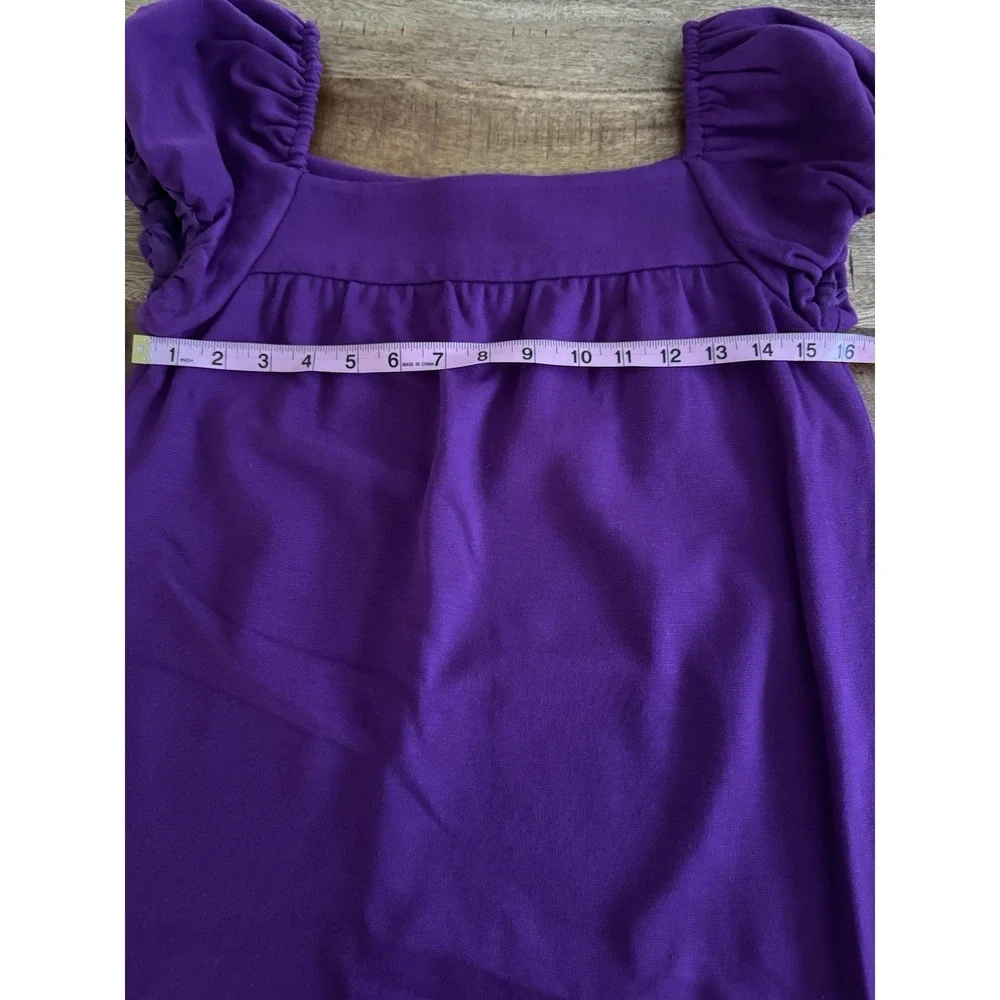INC International Concepts Purple Puff Sleeve Babydoll Mini Dress Size 4 - Picture 6 of 7